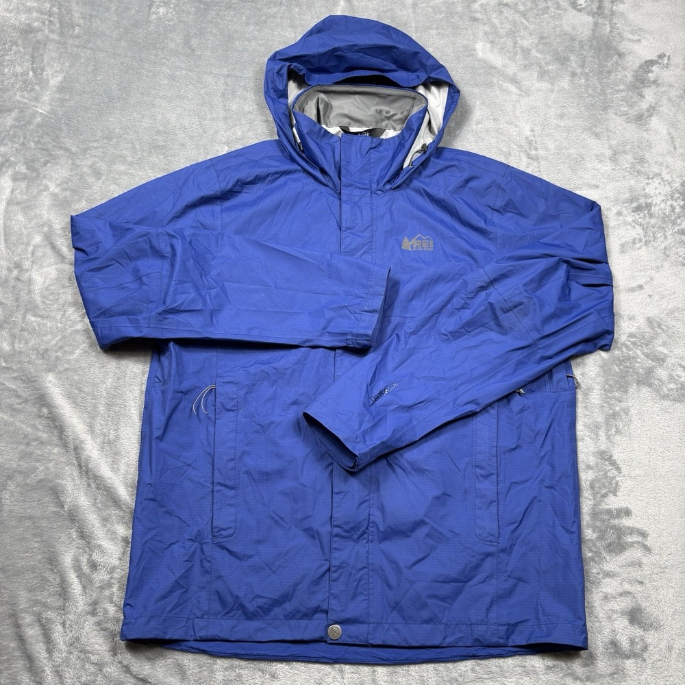 REI Co-op Rainier Rain Jacket Men's M Blue Peak 2.5L Waterproof Hooded 127336